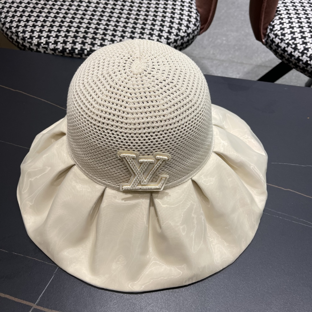 【LV路易威登】2025新款蝴蝶结折叠款遮阳大帽檐渔夫帽～简约大气,小香风遮阳效果一绝、随意折叠都不会变