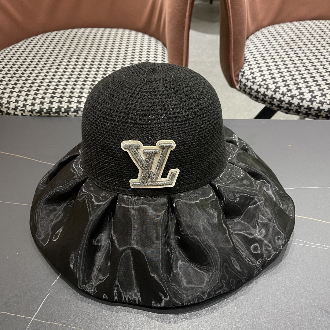 【LV路易威登】2025新款蝴蝶结折叠款遮阳大帽檐渔夫帽～简约大气,小香风遮阳效果一绝、随意折叠都不会变