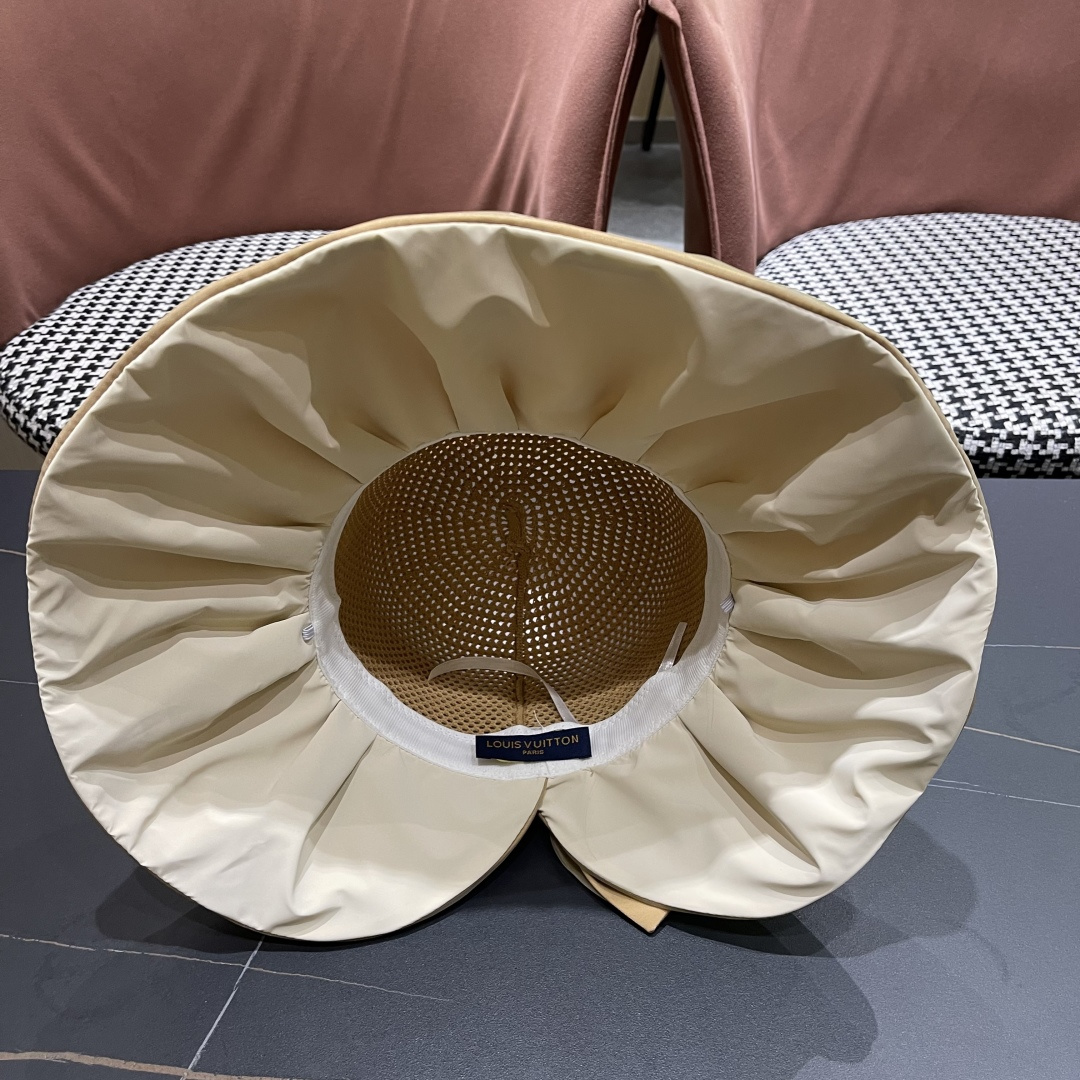 【LV路易威登】2025新款蝴蝶结折叠款遮阳大帽檐渔夫帽～简约大气,小香风遮阳效果一绝、随意折叠都不会变