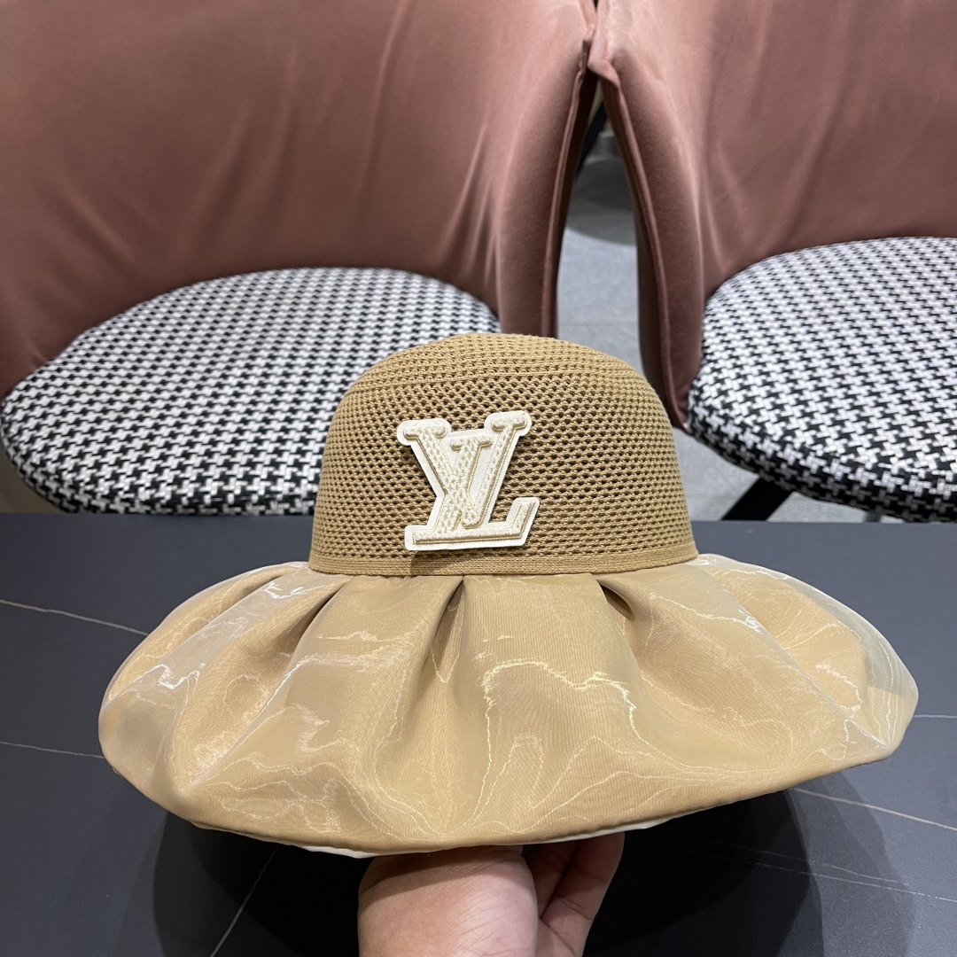 【LV路易威登】2025新款蝴蝶结折叠款遮阳大帽檐渔夫帽～简约大气,小香风遮阳效果一绝、随意折叠都不会变