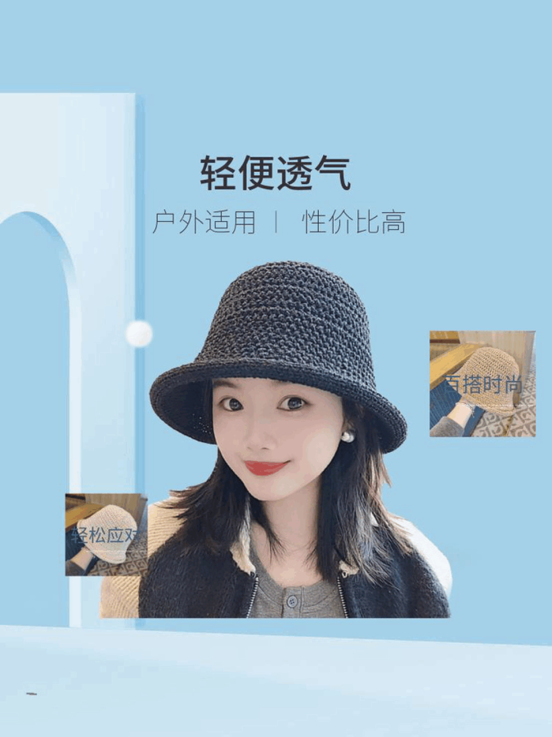 【PRADA普拉达】新款镂空小桶帽渔夫帽，可随意折叠，超好搭