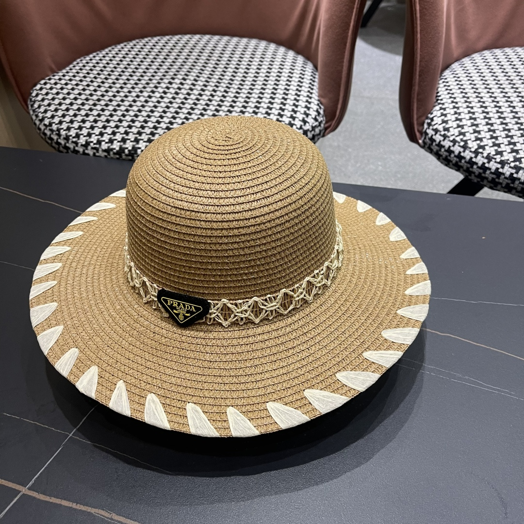  PRADA普拉达 2025新款大沿礼帽盆帽草帽，出街必备超好搭配，