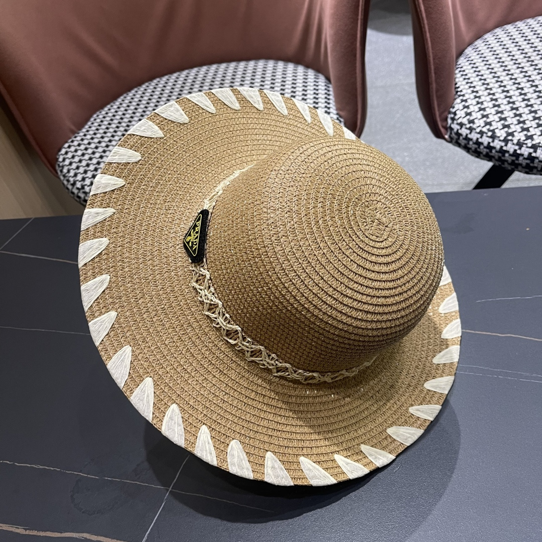  PRADA普拉达 2025新款大沿礼帽盆帽草帽，出街必备超好搭配，