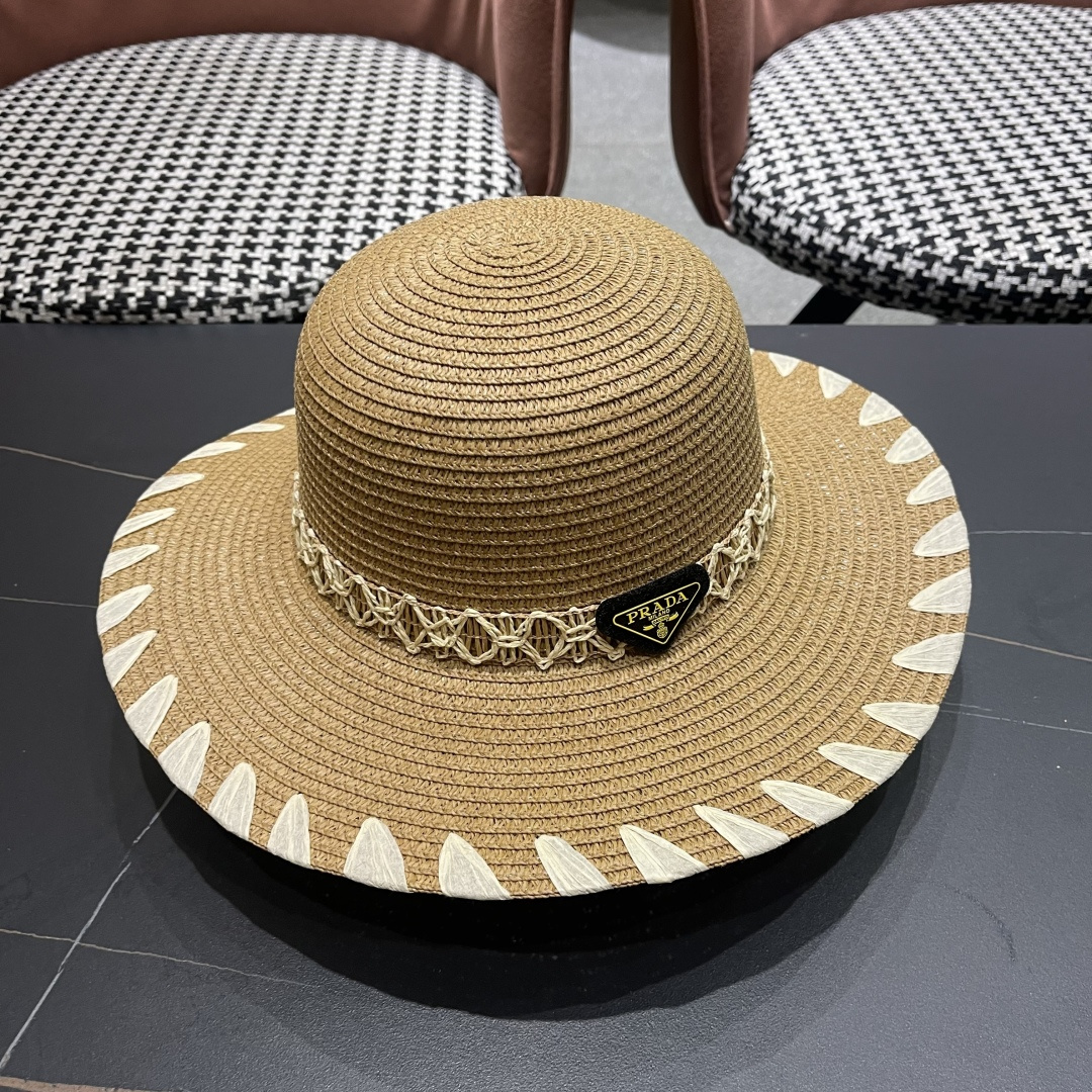  PRADA普拉达 2025新款大沿礼帽盆帽草帽，出街必备超好搭配，