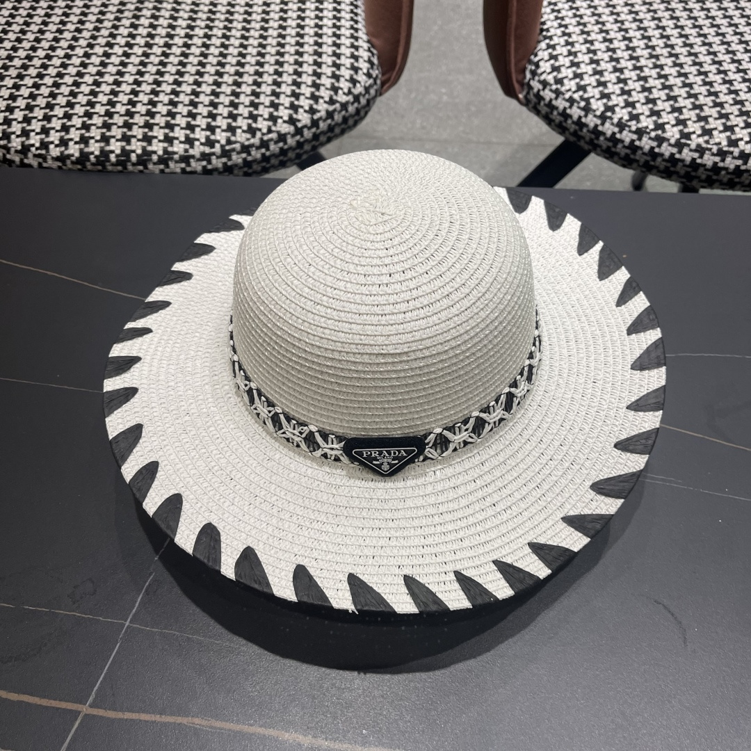  PRADA普拉达 2025新款大沿礼帽盆帽草帽，出街必备超好搭配，