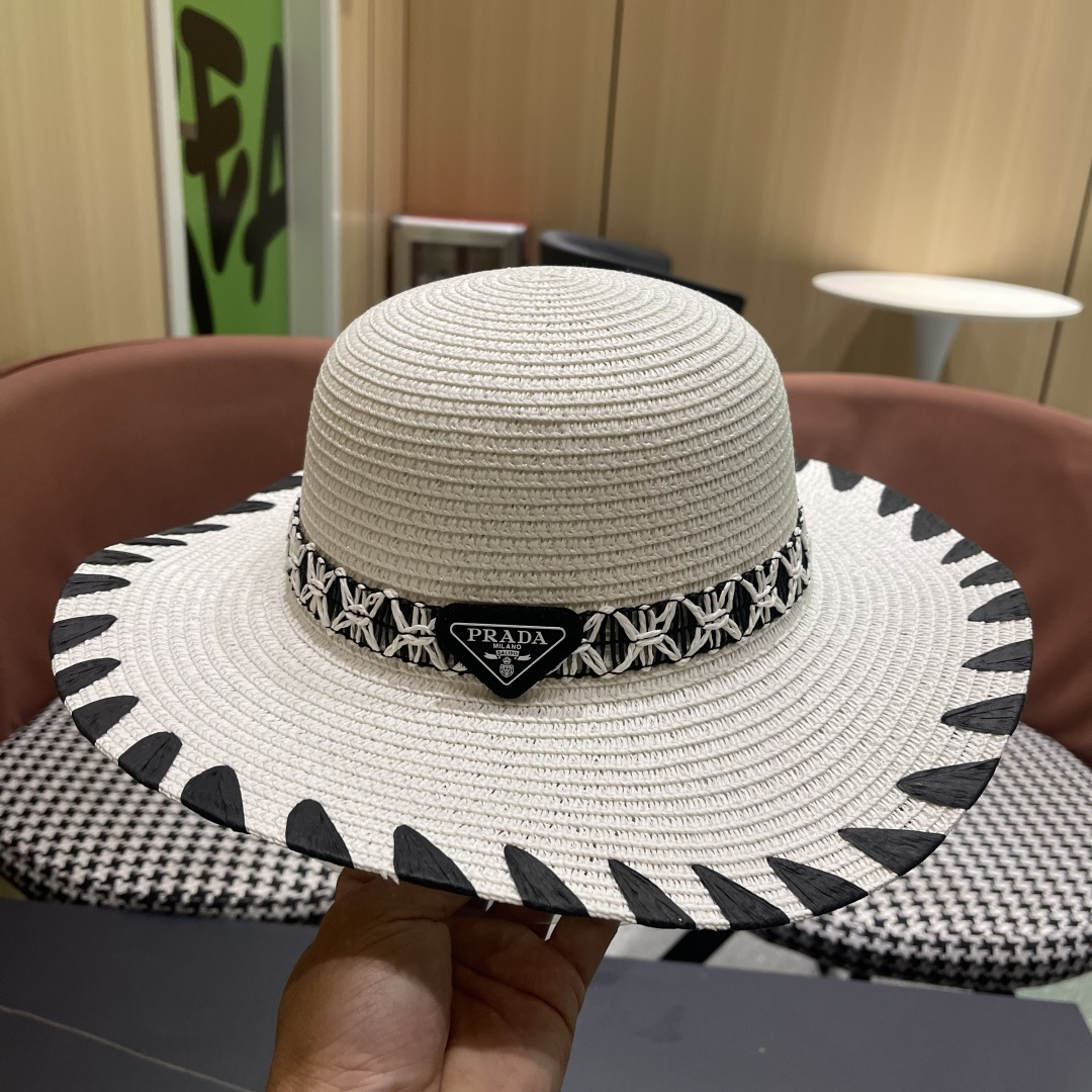  PRADA普拉达 2025新款大沿礼帽盆帽草帽，出街必备超好搭配，