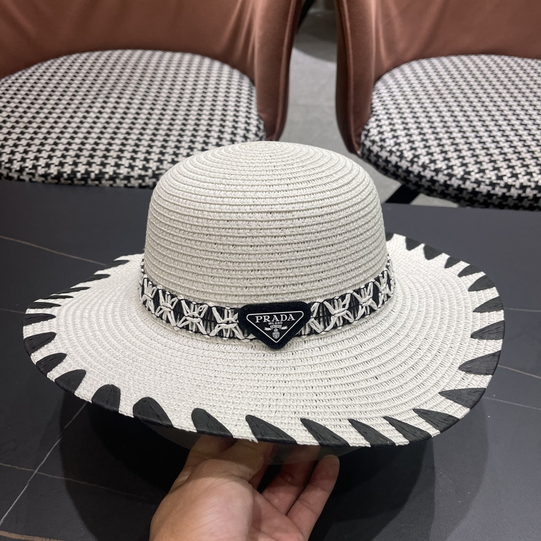  PRADA普拉达 2025新款大沿礼帽盆帽草帽，出街必备超好搭配，