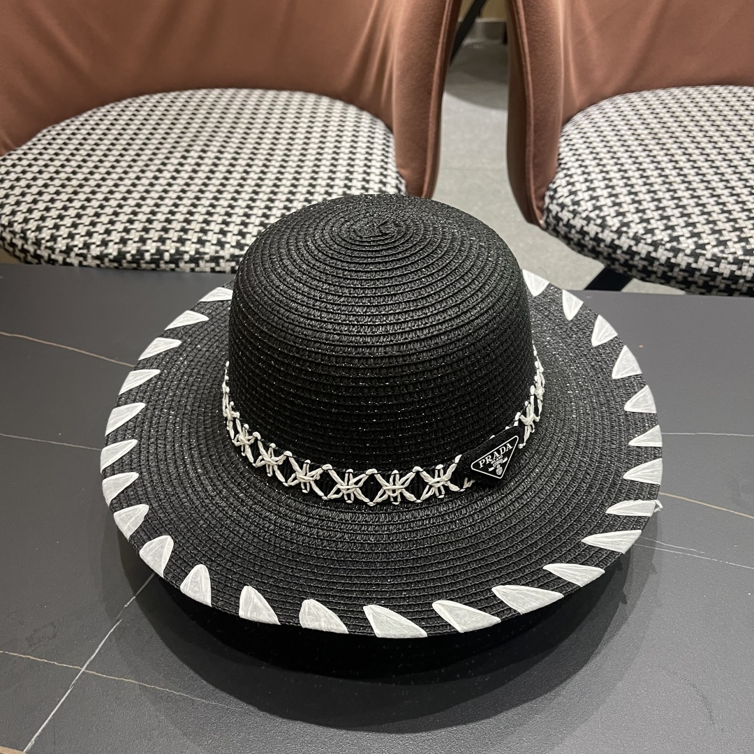  PRADA普拉达 2025新款大沿礼帽盆帽草帽，出街必备超好搭配，