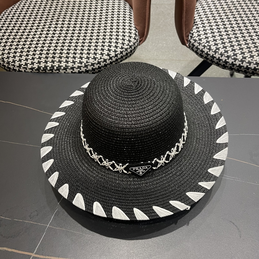 PRADA普拉达 2025新款大沿礼帽盆帽草帽，出街必备超好搭配，