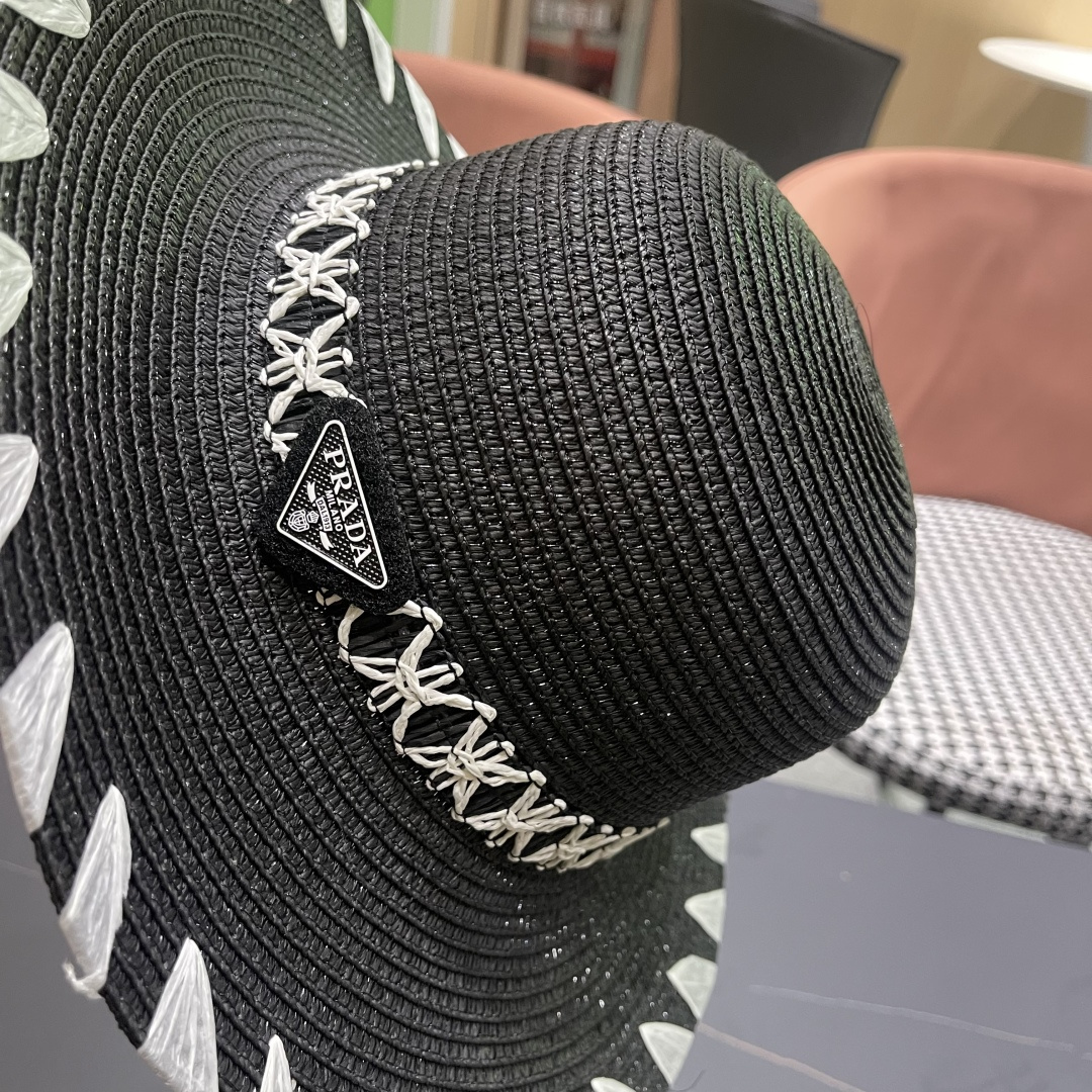  PRADA普拉达 2025新款大沿礼帽盆帽草帽，出街必备超好搭配，