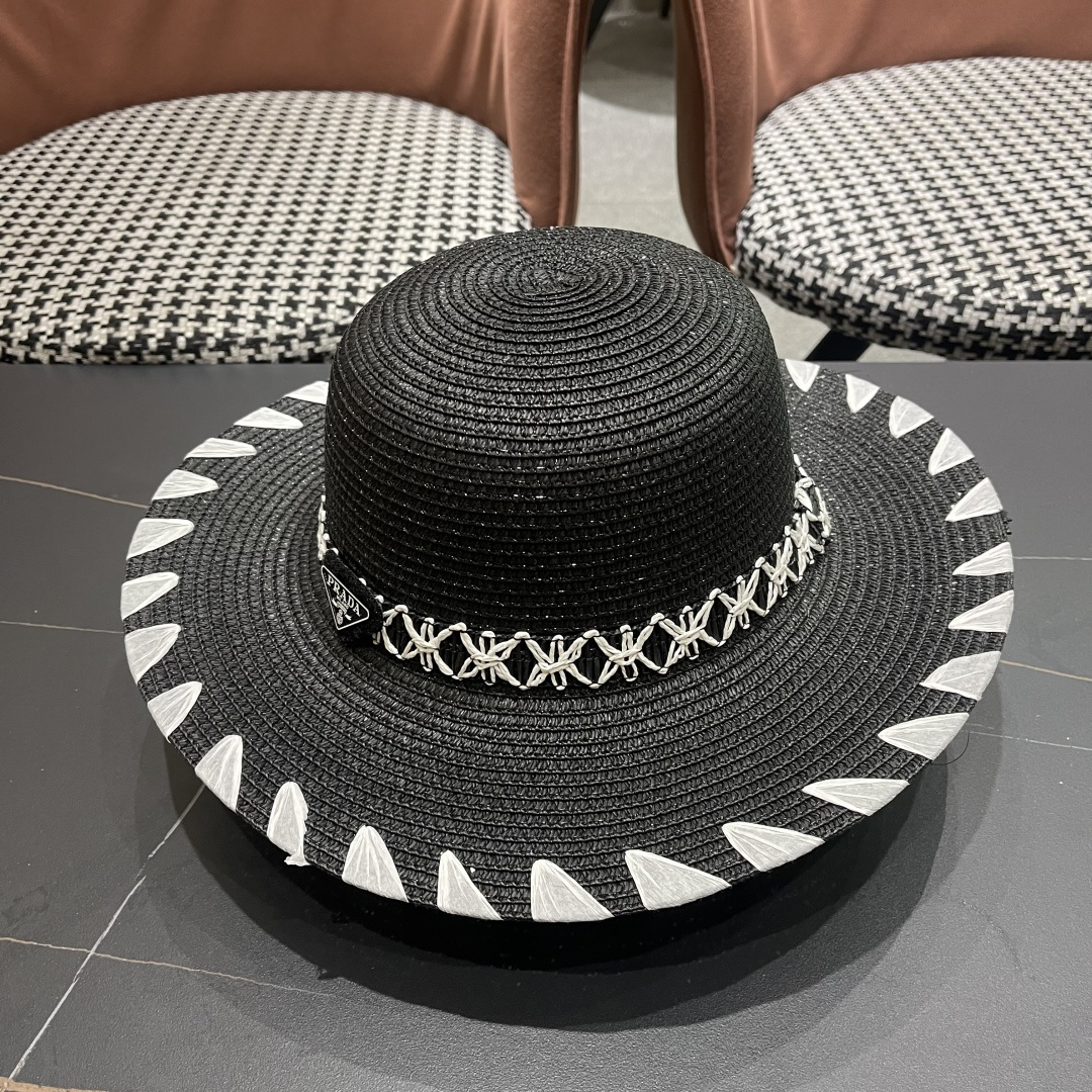  PRADA普拉达 2025新款大沿礼帽盆帽草帽，出街必备超好搭配，