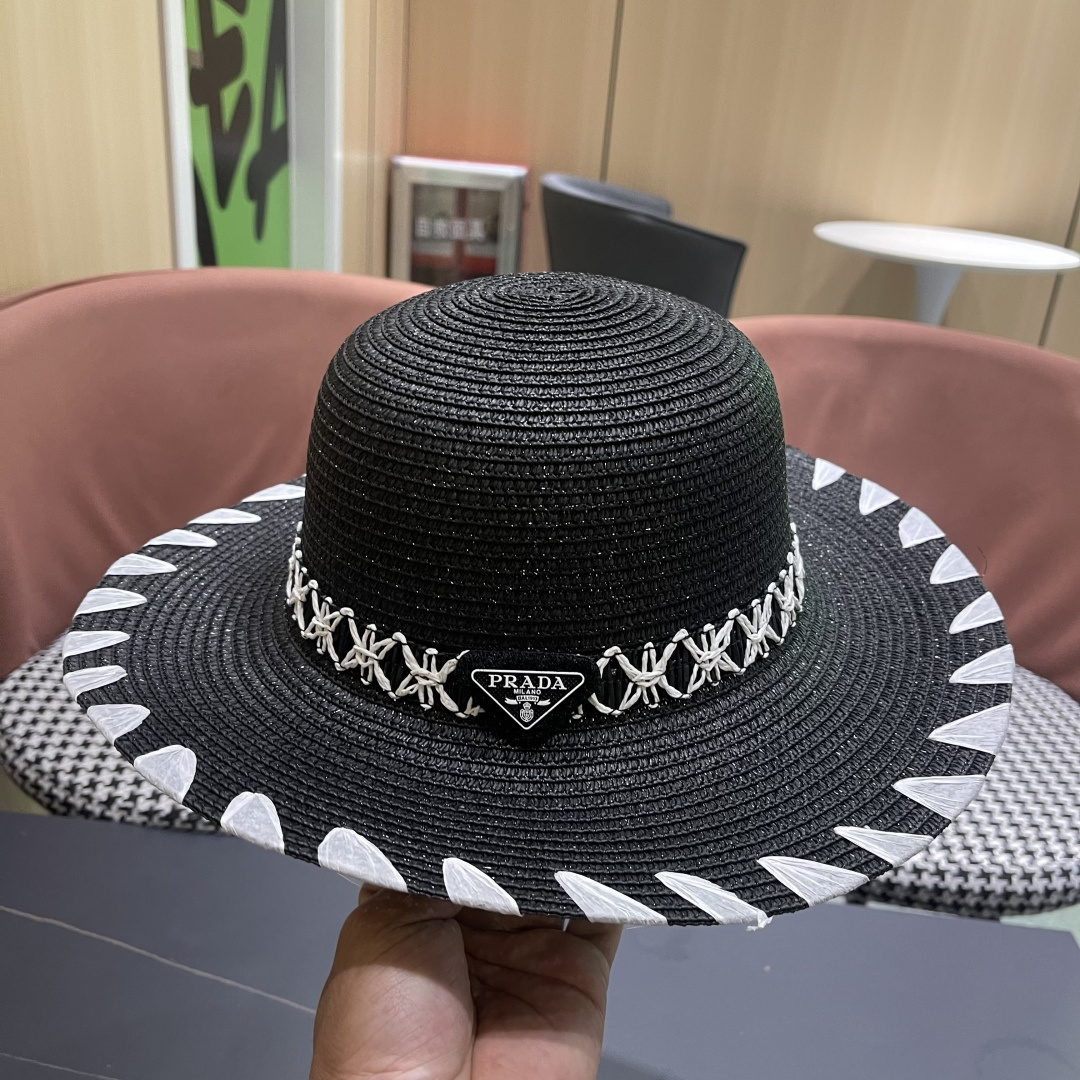 PRADA普拉达 2025新款大沿礼帽盆帽草帽，出街必备超好搭配，