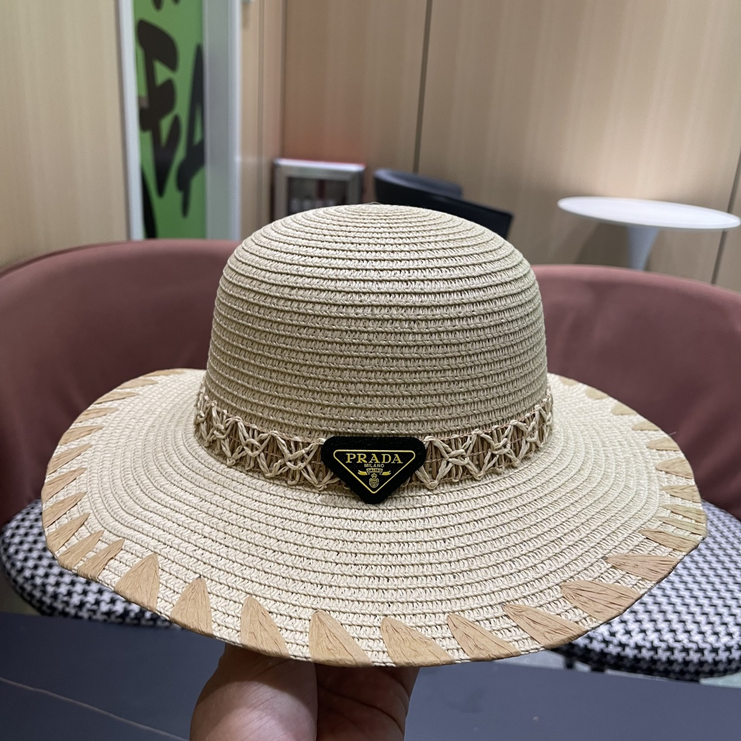  PRADA普拉达 2025新款大沿礼帽盆帽草帽，出街必备超好搭配，