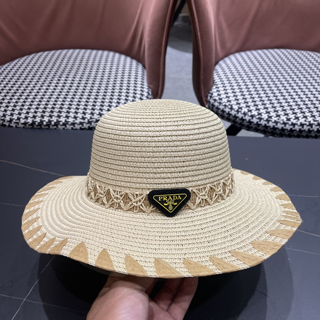  PRADA普拉达 2025新款大沿礼帽盆帽草帽，出街必备超好搭配，
