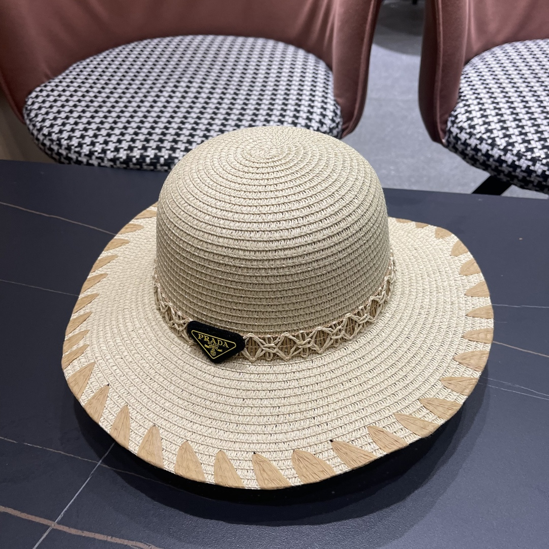  PRADA普拉达 2025新款大沿礼帽盆帽草帽，出街必备超好搭配，