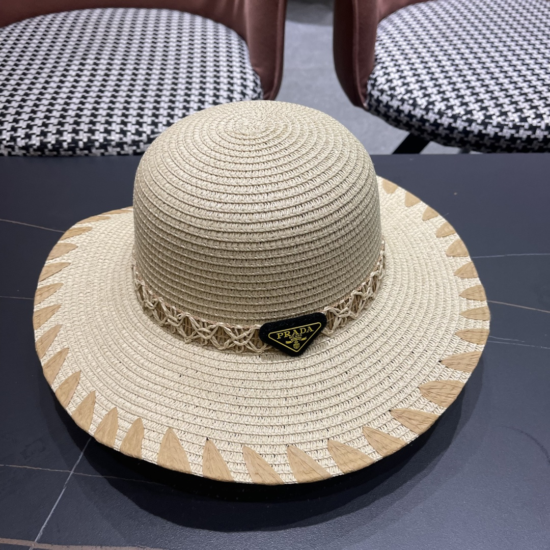  PRADA普拉达 2025新款大沿礼帽盆帽草帽，出街必备超好搭配，