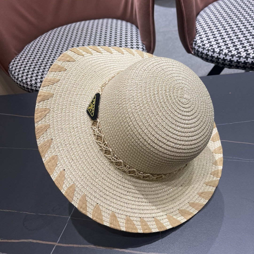  PRADA普拉达 2025新款大沿礼帽盆帽草帽，出街必备超好搭配，