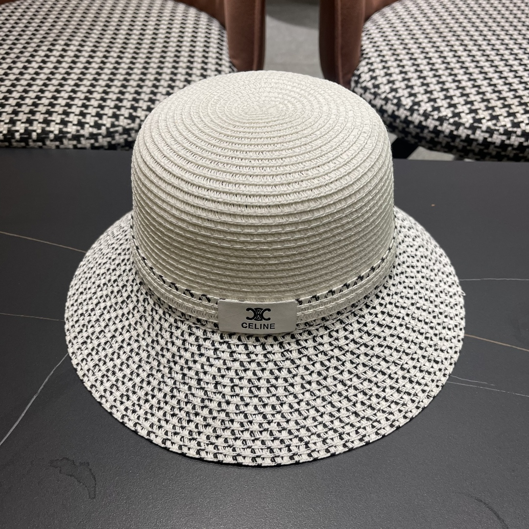 NO:346598,[CELINE] 2025 new color-blocking straw hat, a must-have matching when you go out, buy it now!  Hat Straw Hat Fisherman Hat Baseball Hat, Hats, Celine, Celine, espadrilles, Hats【CELINE赛琳】2025新款拼色草帽,出街必备超好搭配,赶紧入手！帽子草帽渔夫帽棒球帽,帽子,celine,celine,espadrilles,hats,hat
