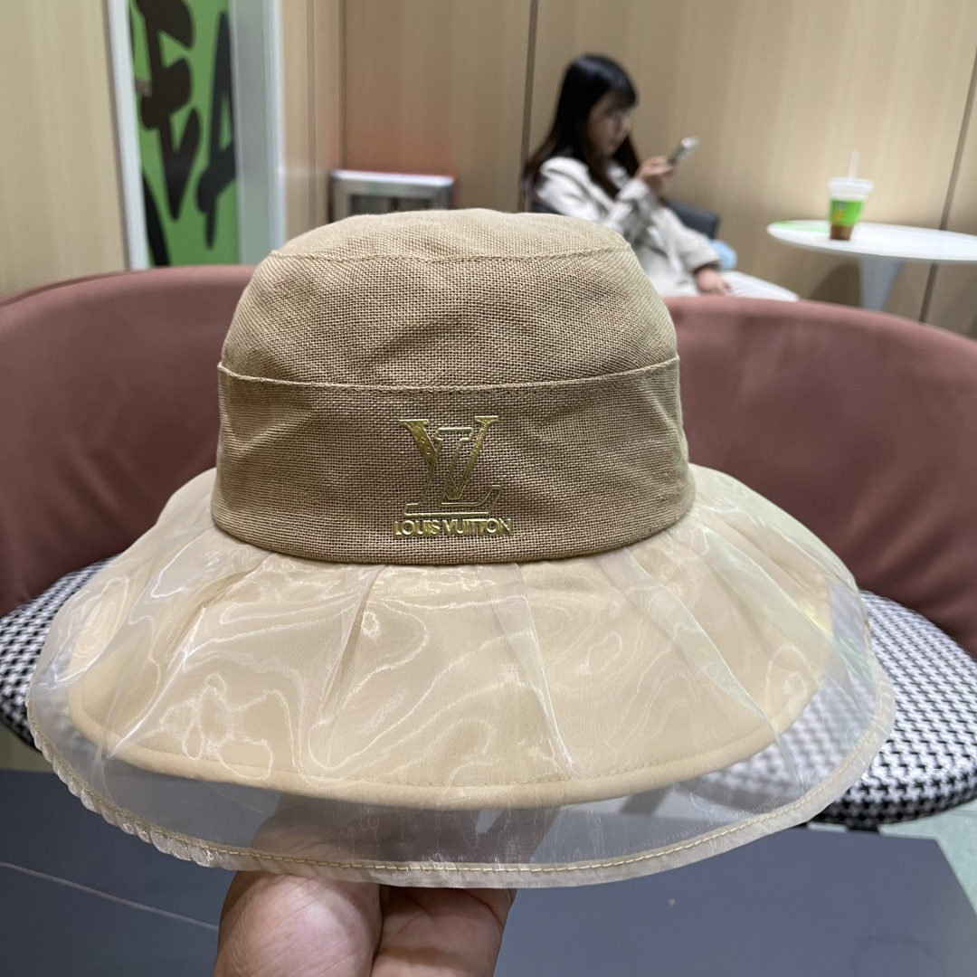  【LV路易威登】2025夏季薄款遮阳大帽檐渔夫帽～简约大气,