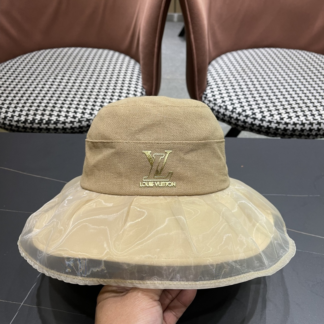  【LV路易威登】2025夏季薄款遮阳大帽檐渔夫帽～简约大气,