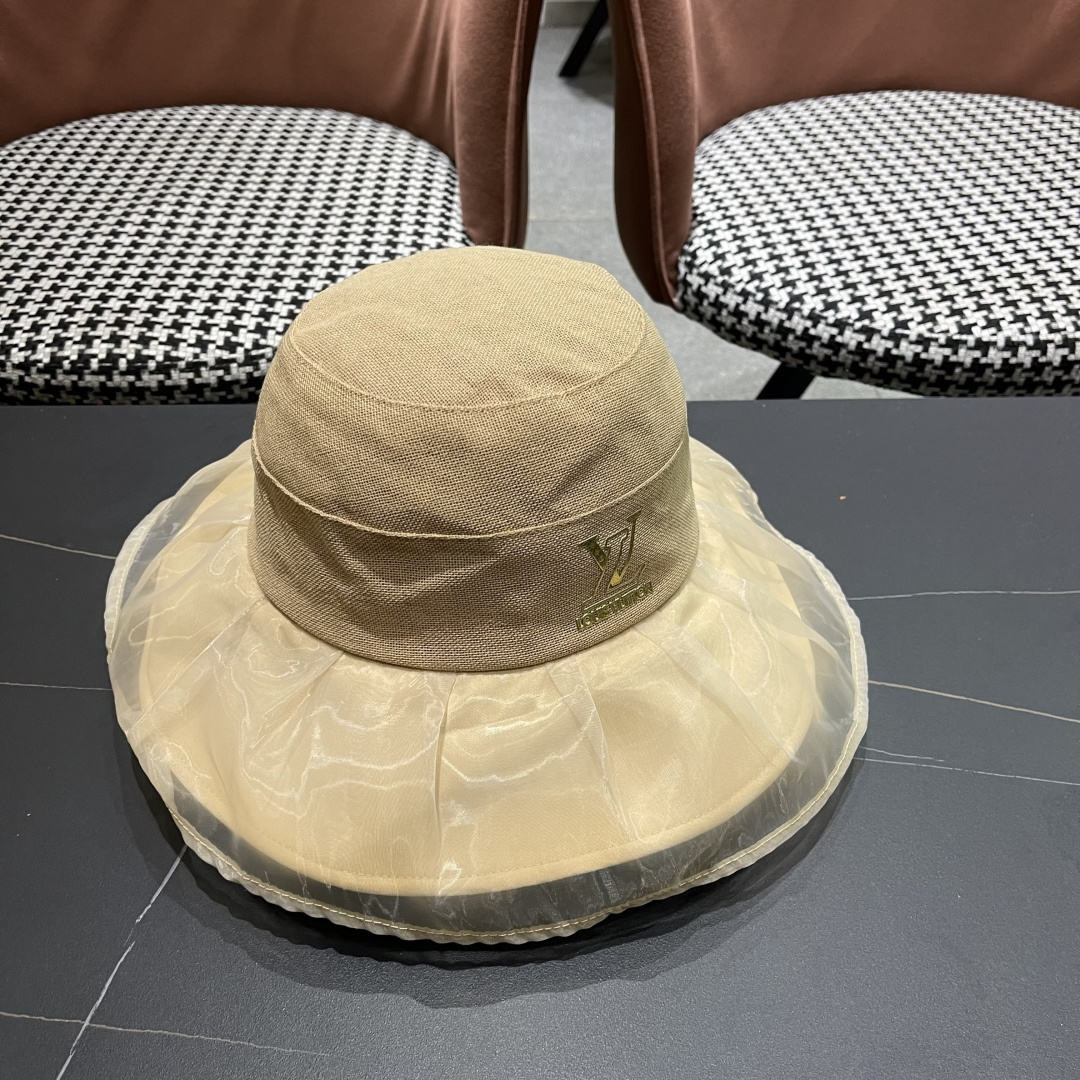  【LV路易威登】2025夏季薄款遮阳大帽檐渔夫帽～简约大气,