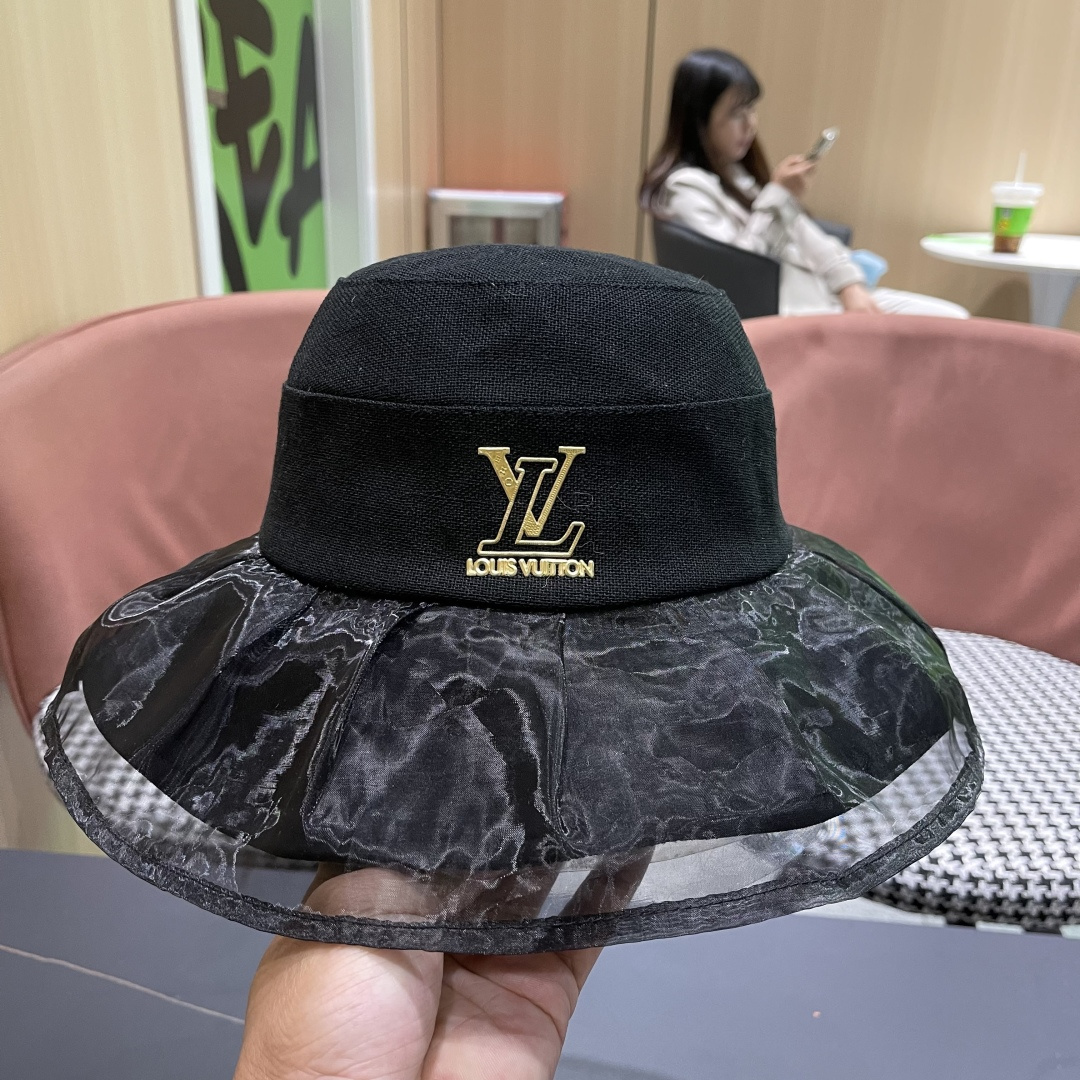  【LV路易威登】2025夏季薄款遮阳大帽檐渔夫帽～简约大气,