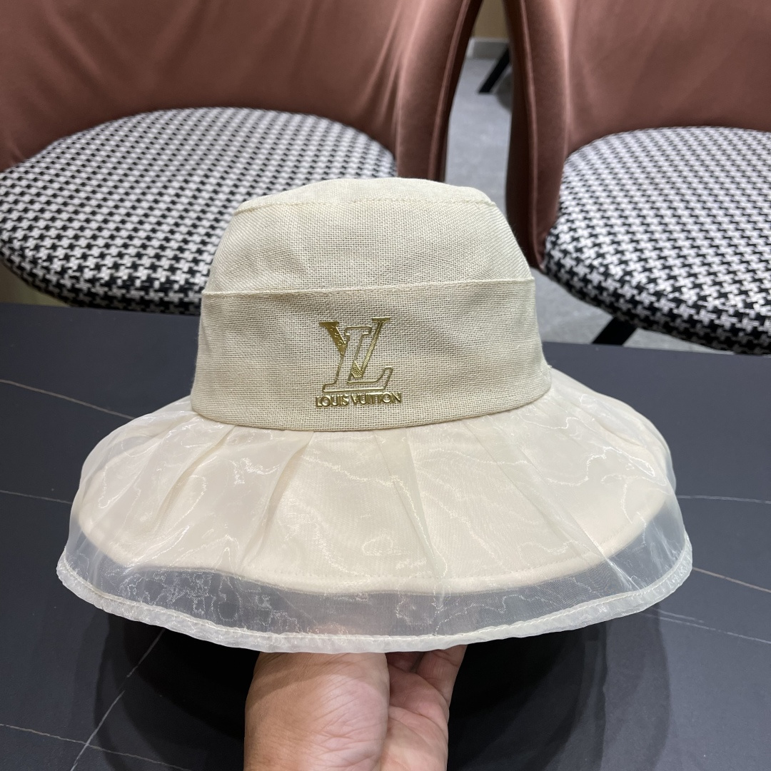 【LV路易威登】2025夏季薄款遮阳大帽檐渔夫帽～简约大气,