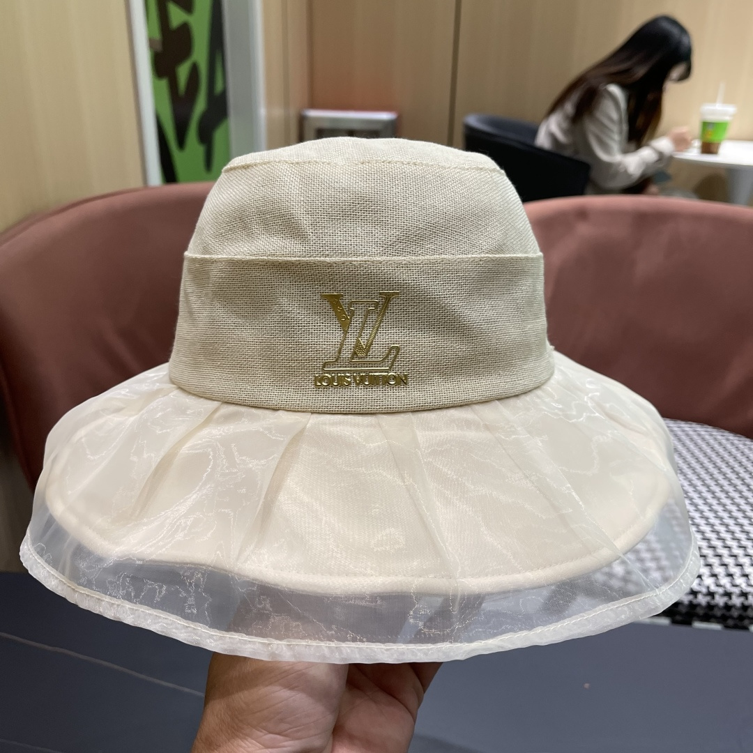  【LV路易威登】2025夏季薄款遮阳大帽檐渔夫帽～简约大气,