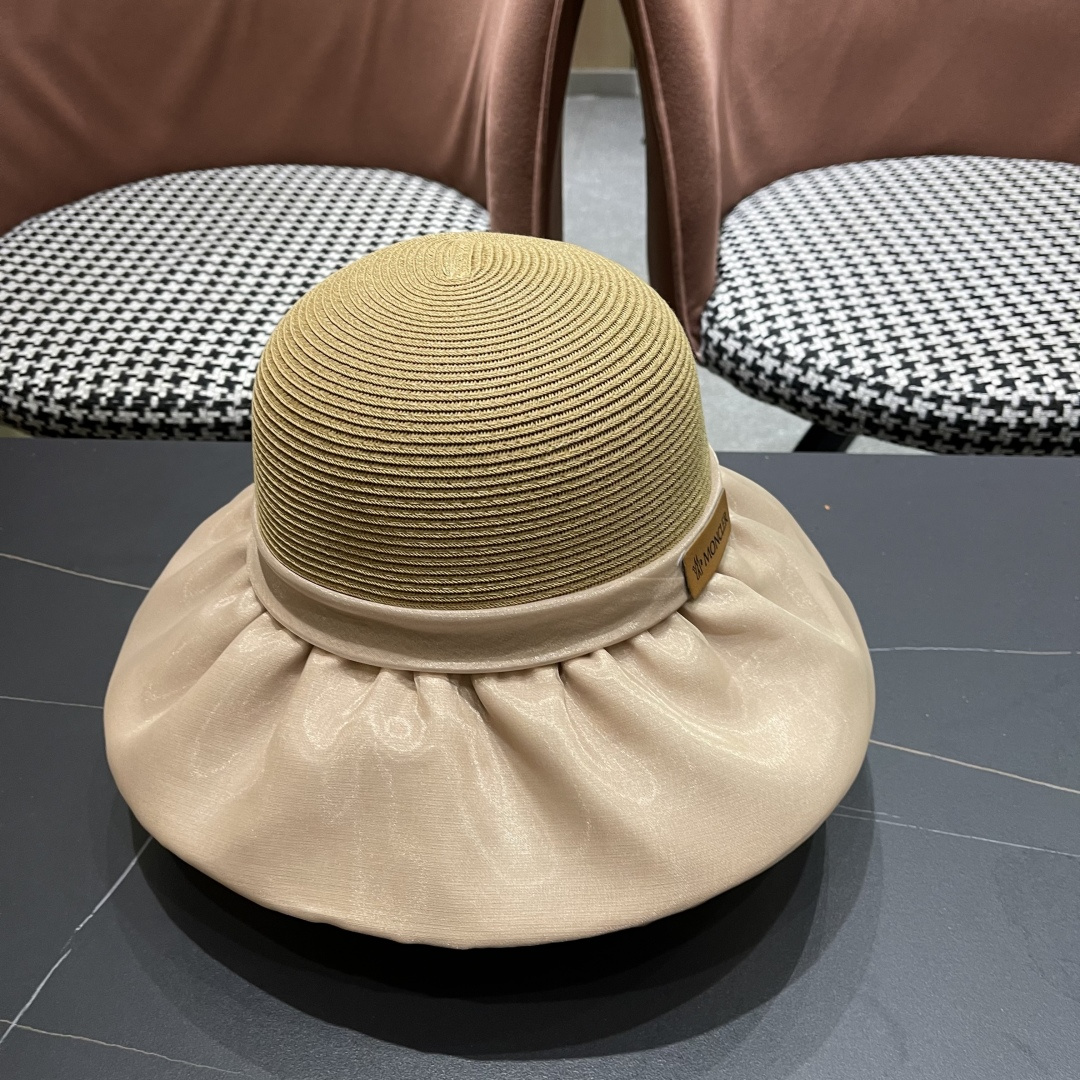  👒蒙‌口Moncler👒夏季欧根沙蝴蝶结防晒海边度假沙滩大帽檐渔夫帽