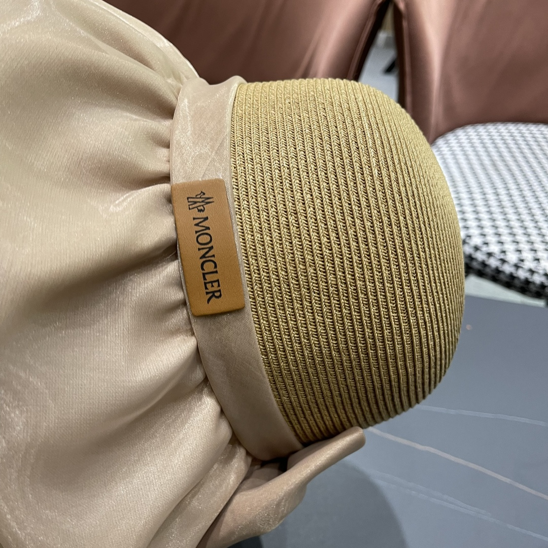  👒蒙‌口Moncler👒夏季欧根沙蝴蝶结防晒海边度假沙滩大帽檐渔夫帽