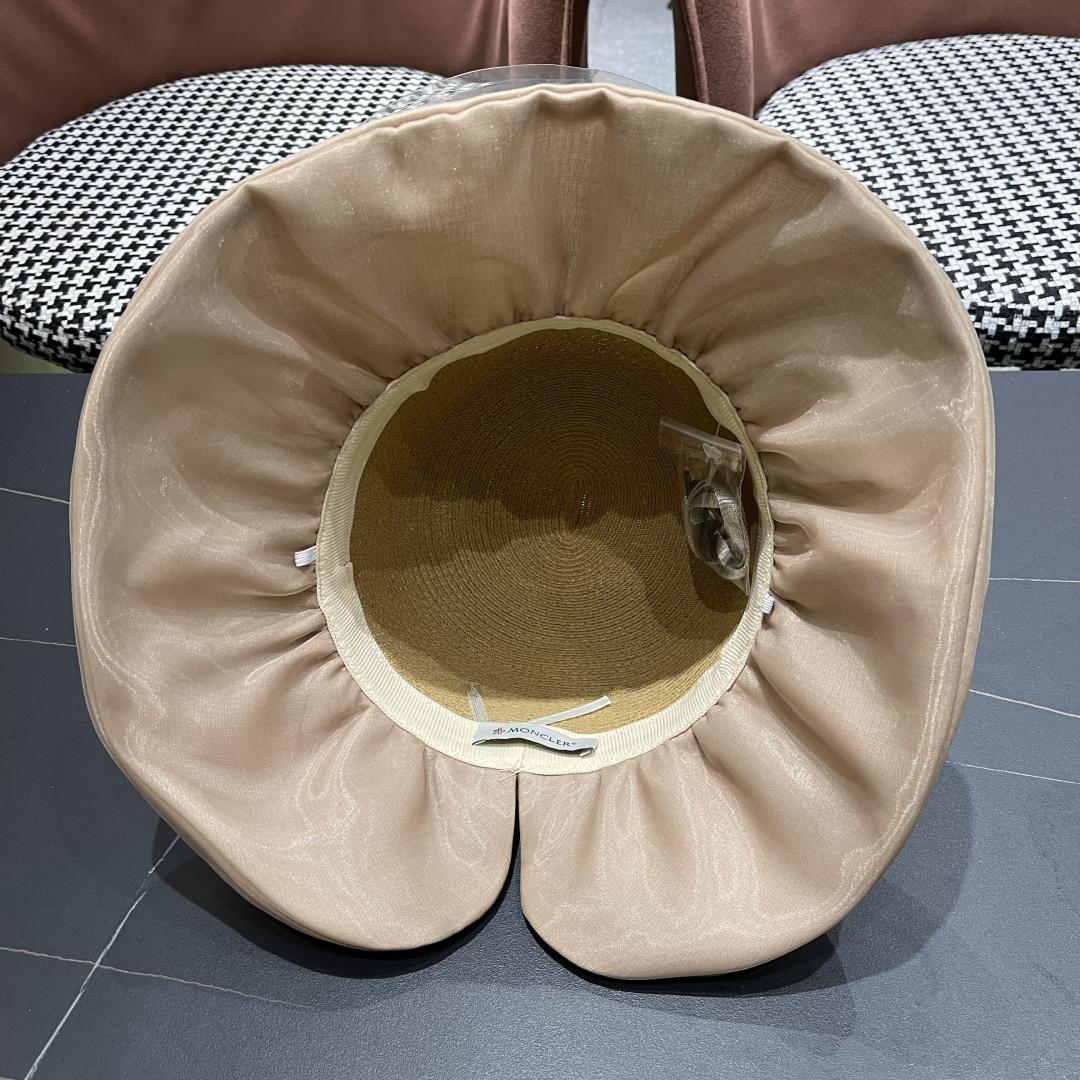  👒蒙‌口Moncler👒夏季欧根沙蝴蝶结防晒海边度假沙滩大帽檐渔夫帽