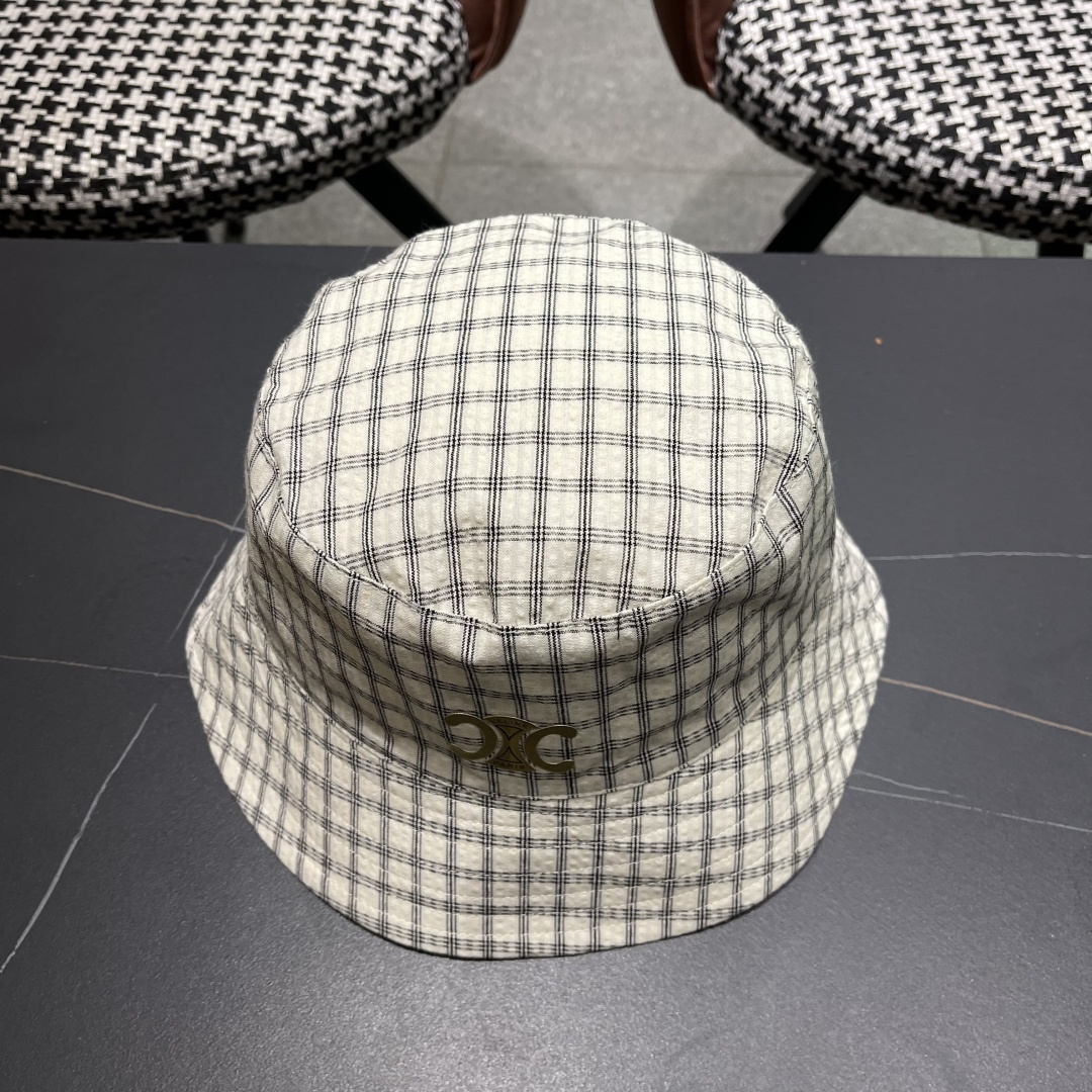  赛琳cellne2025新款条纹格子渔夫帽子女夏季出游遮阳防晒草帽可折叠太阳帽