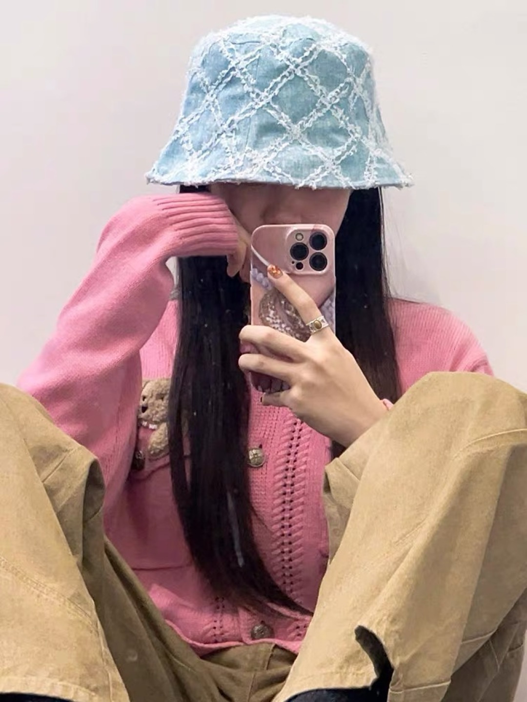  古奇Gucci渔夫帽春夏季百搭时尚牛仔水洗女日系防晒遮阳盆帽现货