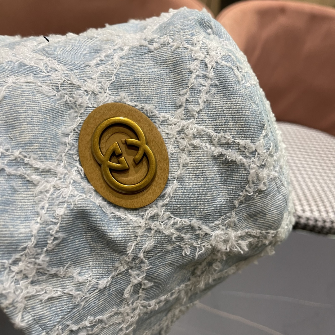  古奇Gucci渔夫帽春夏季百搭时尚牛仔水洗女日系防晒遮阳盆帽现货