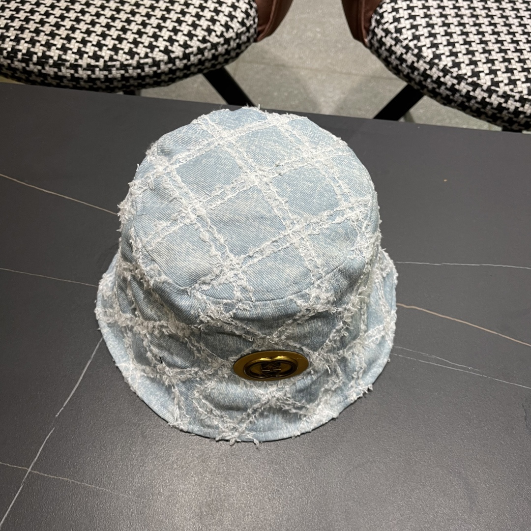  古奇Gucci渔夫帽春夏季百搭时尚牛仔水洗女日系防晒遮阳盆帽现货