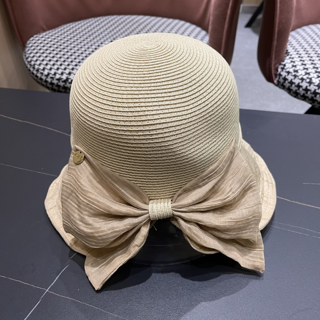  Celine赛琳女夏季蝴蝶结草帽时尚优雅透气黑胶遮阳帽防晒盆帽沙滩帽太阳帽