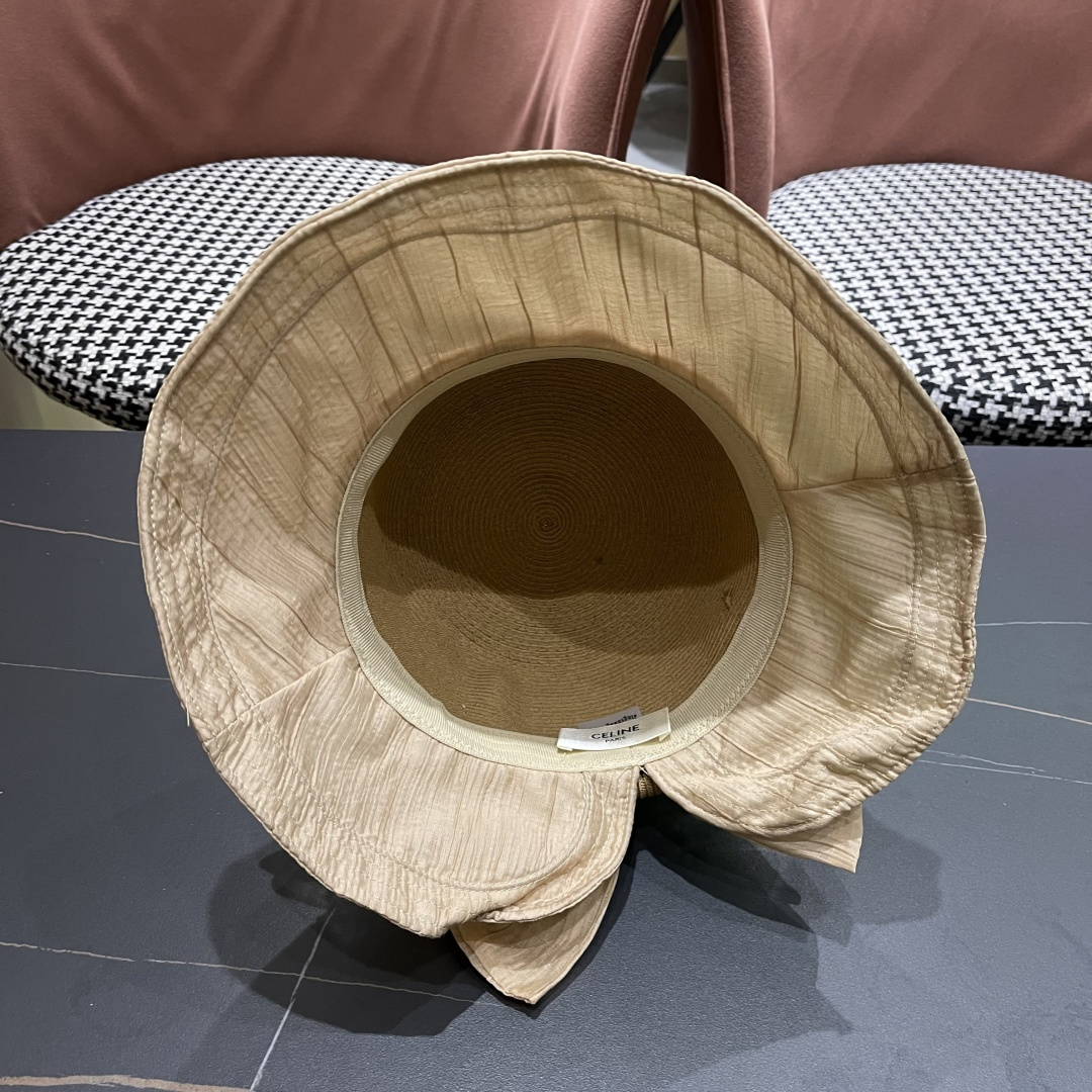  Celine赛琳女夏季蝴蝶结草帽时尚优雅透气黑胶遮阳帽防晒盆帽沙滩帽太阳帽