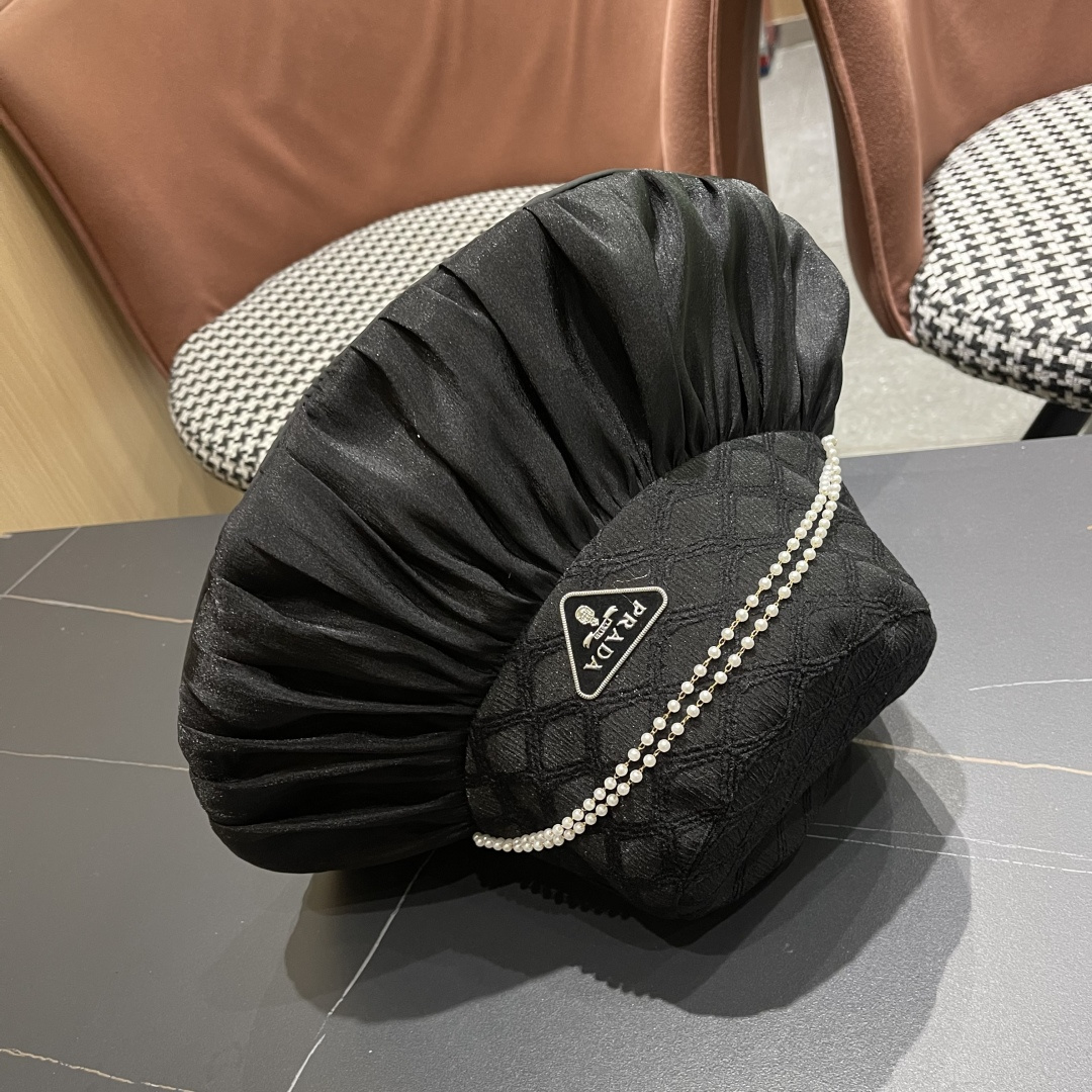  普拉达Prada韩版薄纱渔夫帽女款春夏出游优雅百搭可折叠防晒遮阳帽