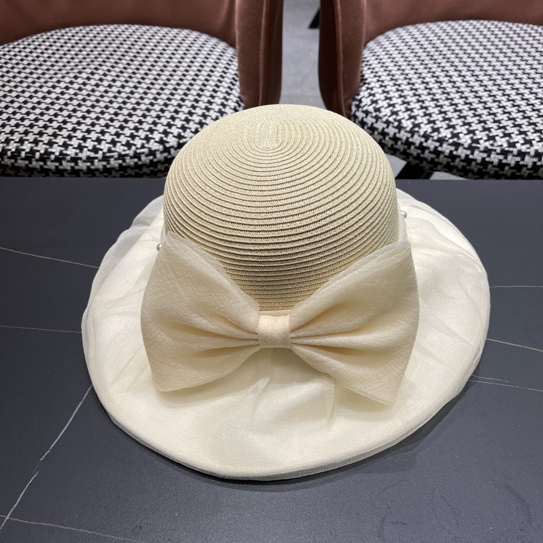 【CHANEL香奈儿】草帽女2025新款防晒休闲蝴蝶结遮阳渔夫帽🌈更有质感的一款