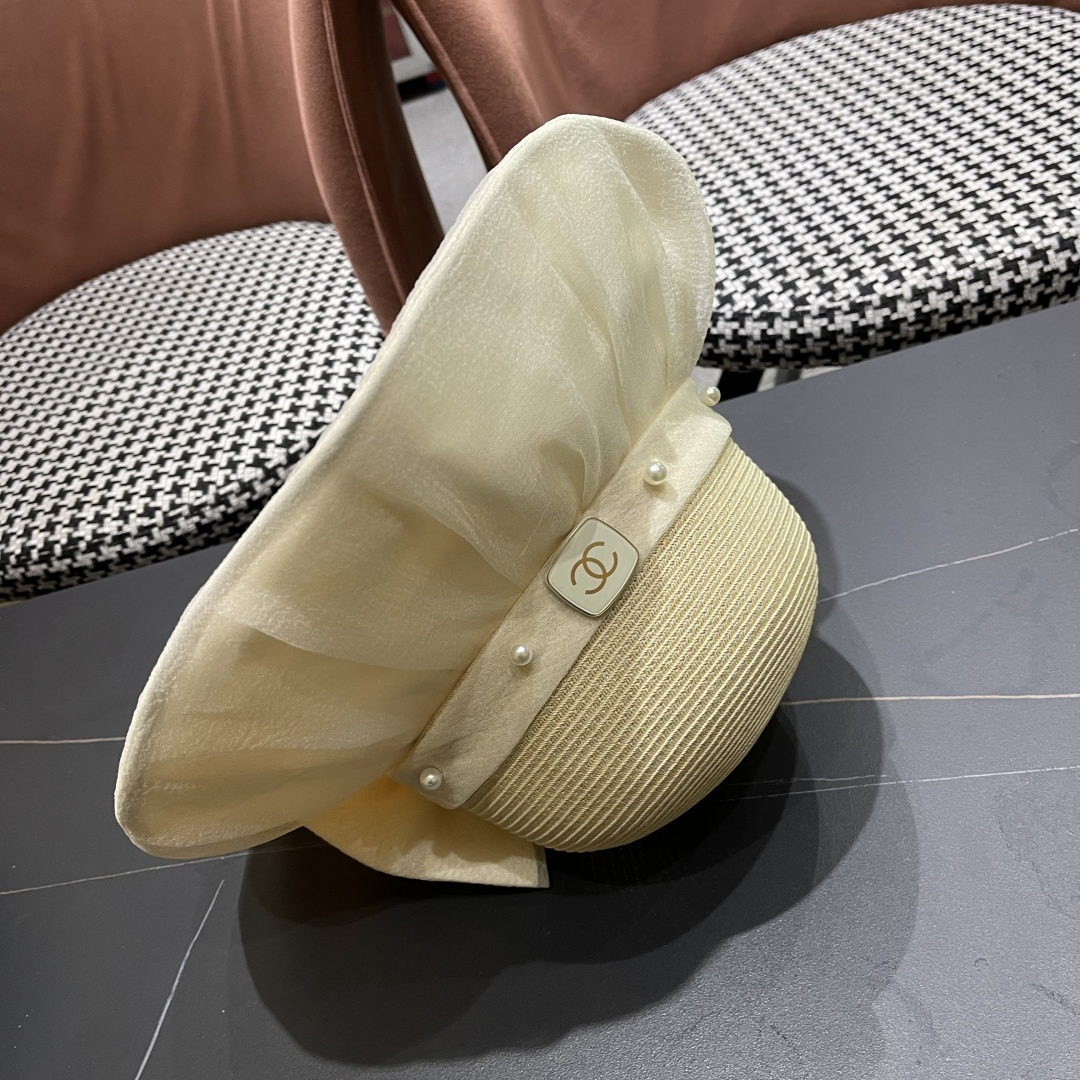 【CHANEL香奈儿】草帽女2025新款防晒休闲蝴蝶结遮阳渔夫帽🌈更有质感的一款