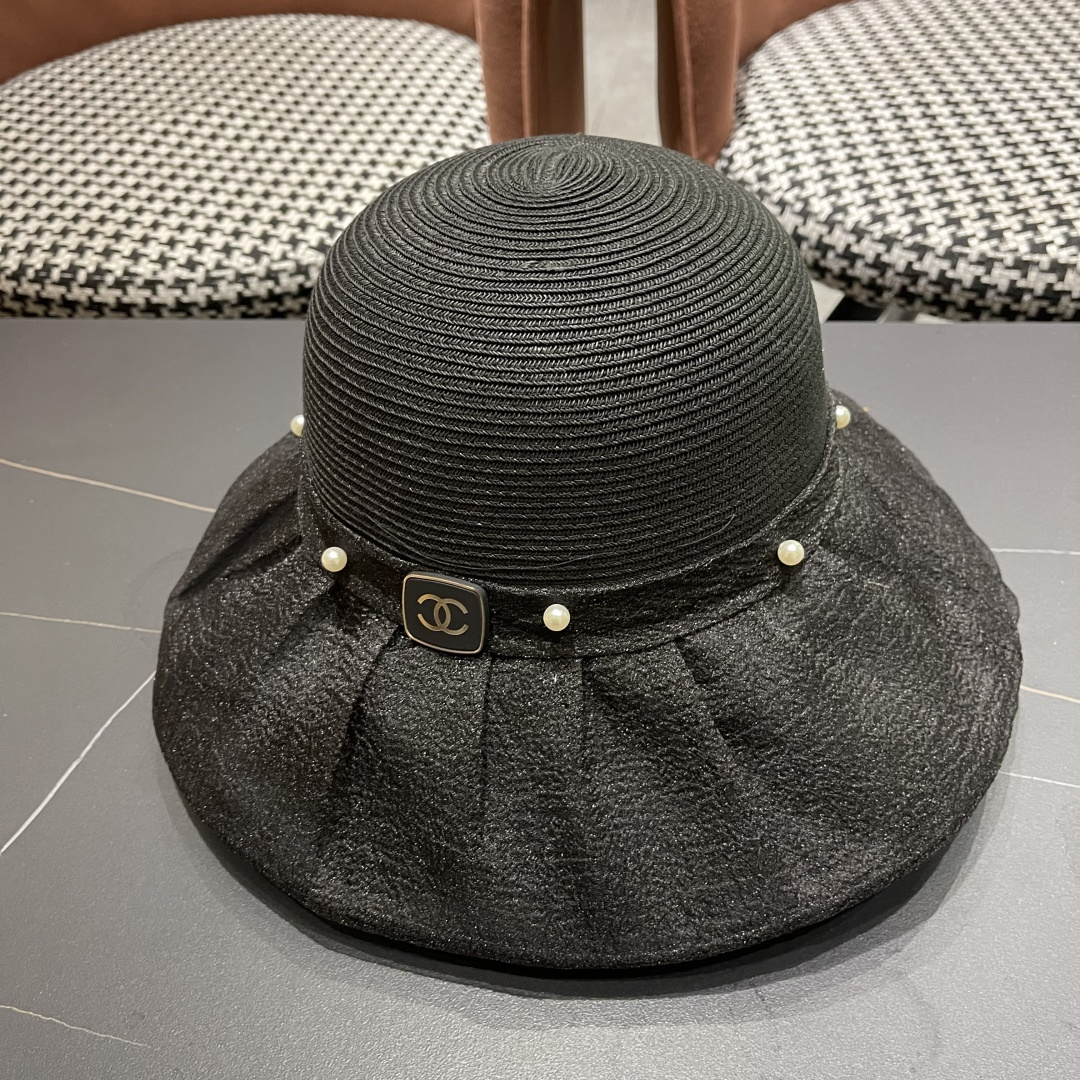 【CHANEL香奈儿】草帽女2025新款防晒休闲蝴蝶结遮阳渔夫帽🌈更有质感的一款