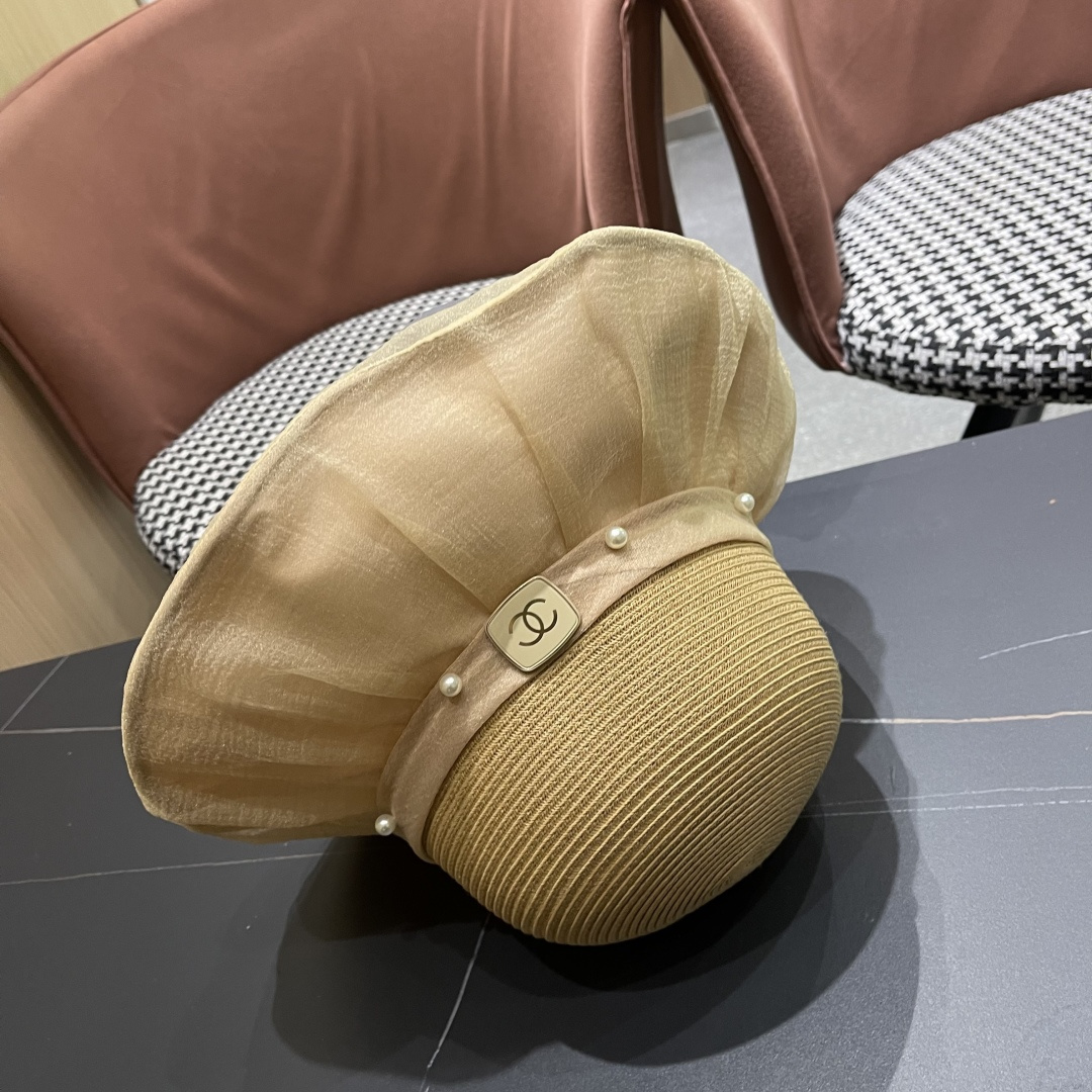 【CHANEL香奈儿】草帽女2025新款防晒休闲蝴蝶结遮阳渔夫帽🌈更有质感的一款