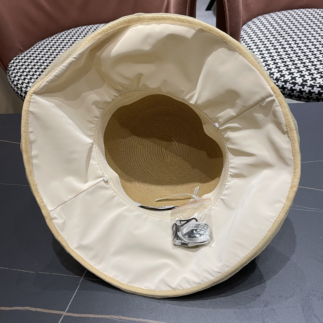 【CHANEL香奈儿】草帽女2025新款防晒休闲蝴蝶结遮阳渔夫帽🌈更有质感的一款