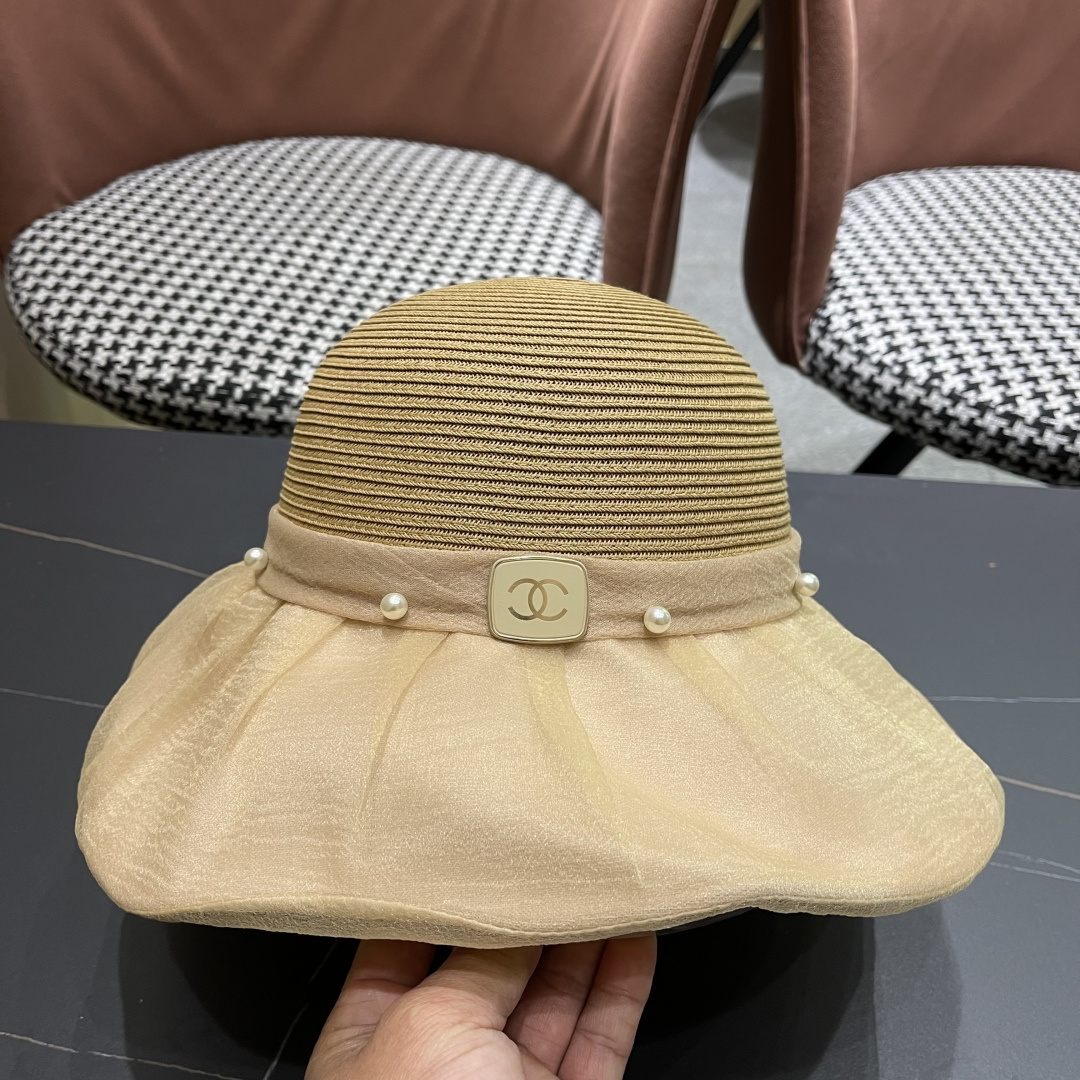 【CHANEL香奈儿】草帽女2025新款防晒休闲蝴蝶结遮阳渔夫帽🌈更有质感的一款