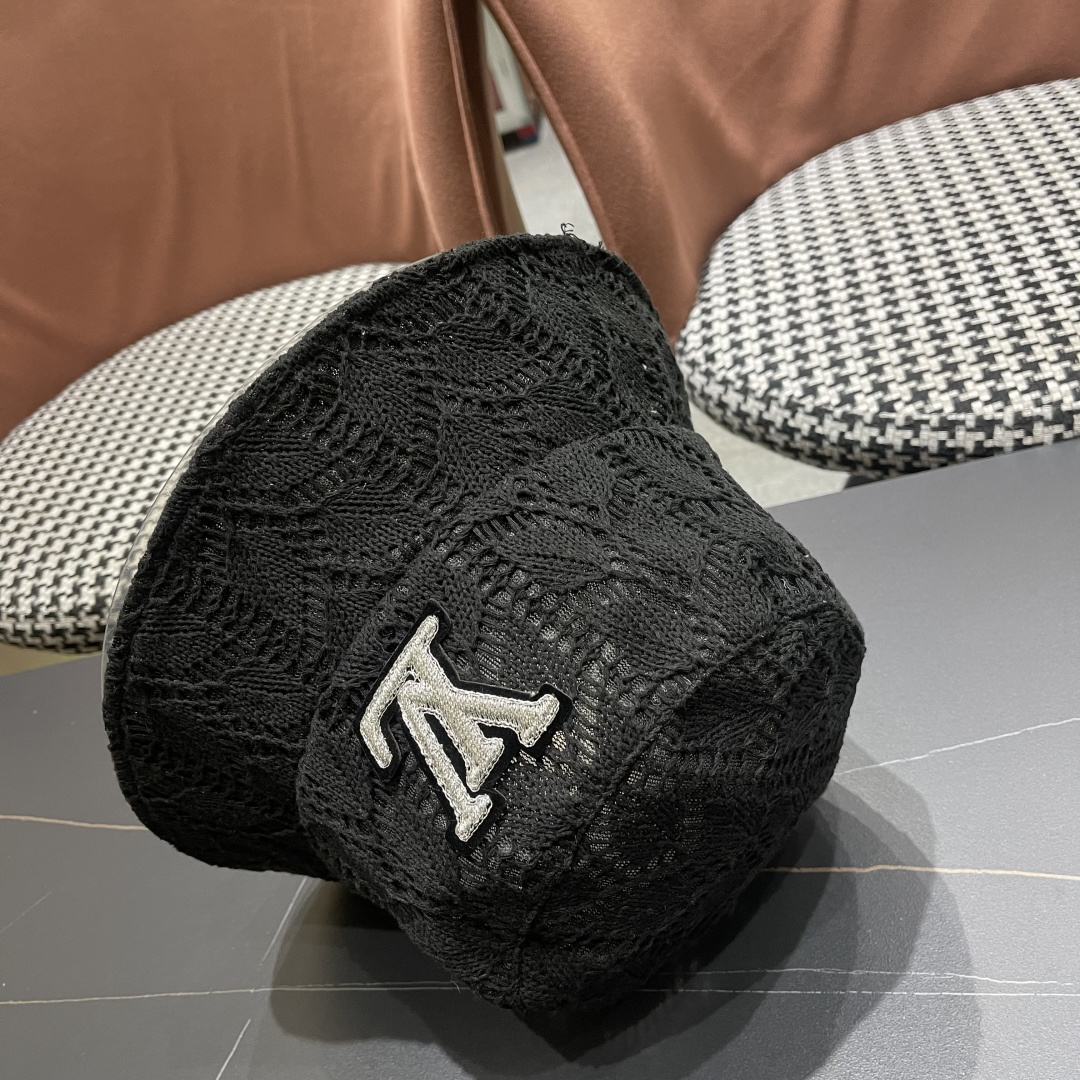  路易威登lv 2025春夏季薄款镂空针织渔夫帽子女休闲
百搭遮阳防晒盆帽大头国品脸小