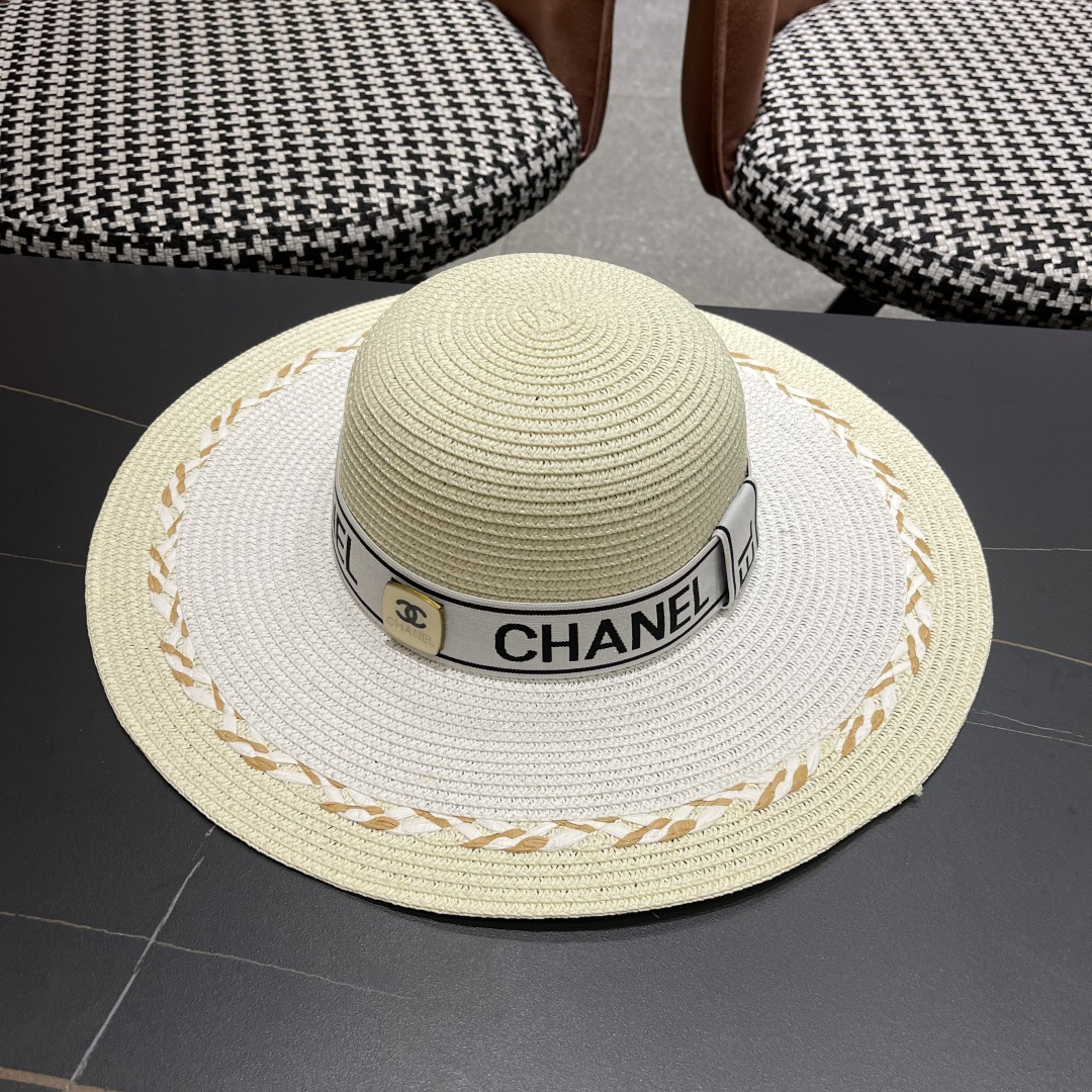 Chanel香奈儿大帽沙滩防晒大草帽，超重工定制，出街必备