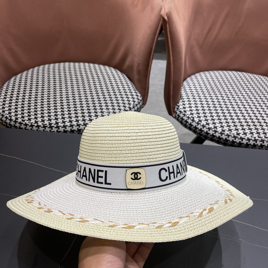 Chanel香奈儿大帽沙滩防晒大草帽，超重工定制，出街必备
