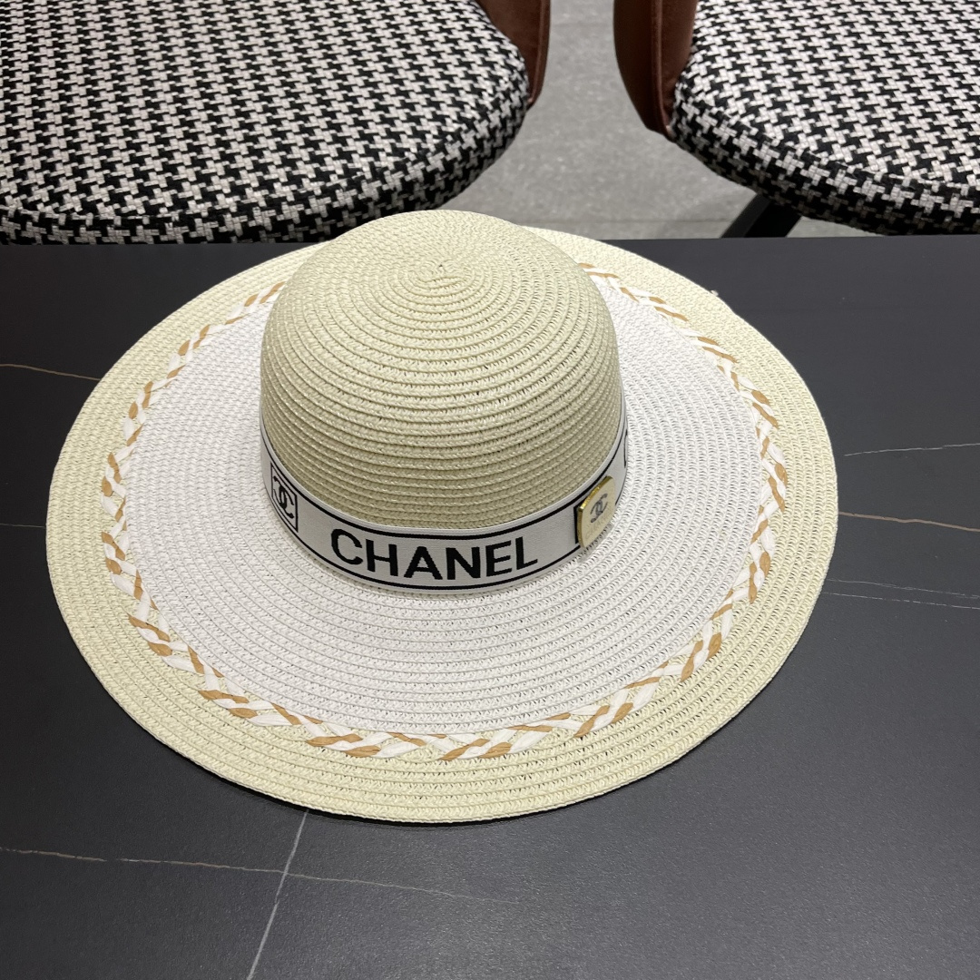 Chanel香奈儿大帽沙滩防晒大草帽，超重工定制，出街必备