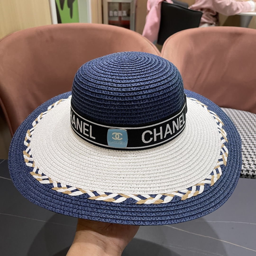 Chanel香奈儿大帽沙滩防晒大草帽，超重工定制，出街必备
