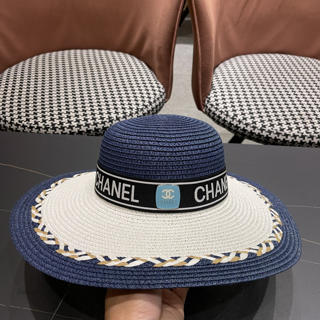 Chanel香奈儿大帽沙滩防晒大草帽，超重工定制，出街必备